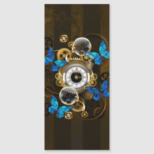 Steampunk Gears en Blue Butterflies Magnetische Uitnodiging