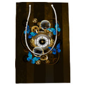 Steampunk Gears en Blue Butterflies Medium Cadeauzakje (Voorkant)