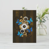 Steampunk Gears en Blue Butterflies Menu (Staand voorkant)