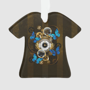 Steampunk Gears en Blue Butterflies Ornament
