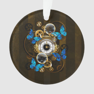 Steampunk Gears en Blue Butterflies Ornament