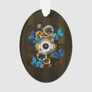 Steampunk Gears en Blue Butterflies Ornament