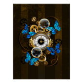 Steampunk Gears en Blue Butterflies Perfect Poster (Voorkant)