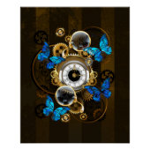 Steampunk Gears en Blue Butterflies Perfect Poster (Voorkant)