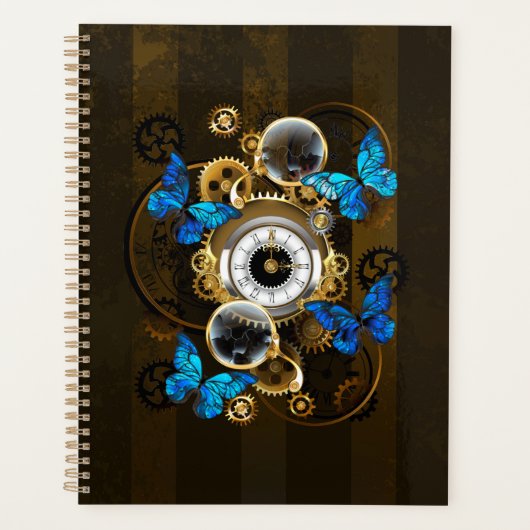 Steampunk Gears en Blue Butterflies Planner (Voorkant)