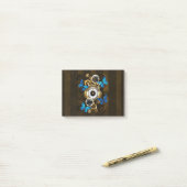 Steampunk Gears en Blue Butterflies Post-it® Notes (Op bureau)