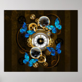 Steampunk Gears en Blue Butterflies Poster (Voorkant)