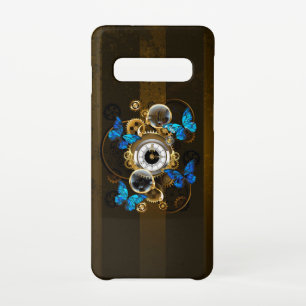 Steampunk Gears en Blue Butterflies Samsung Galaxy S10 Hoesje
