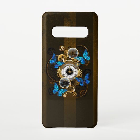 Steampunk Gears en Blue Butterflies Samsung Galaxy Hoesje (Achterkant)