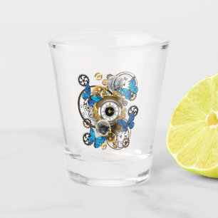 Steampunk Gears en Blue Butterflies Shot Glas