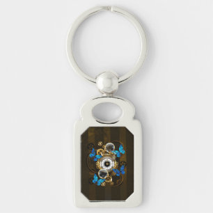 Steampunk Gears en Blue Butterflies Sleutelhanger