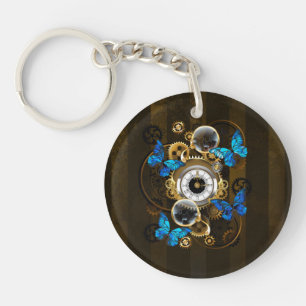 Steampunk Gears en Blue Butterflies Sleutelhanger