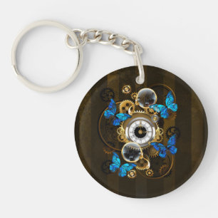Steampunk Gears en Blue Butterflies Sleutelhanger