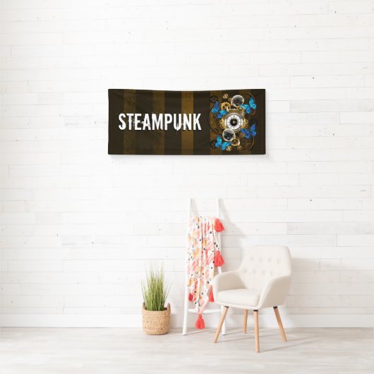 Steampunk Gears en Blue Butterflies Spandoek (Insitu)