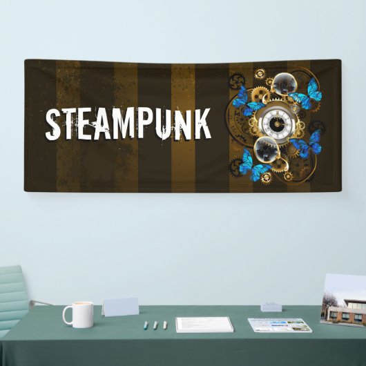 Steampunk Gears en Blue Butterflies Spandoek (Beurs)