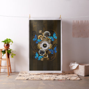 Steampunk Gears en Blue Butterflies Stof