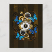 Steampunk Gears en Blue Butterflies Uitnodiging Briefkaart (Voorkant)