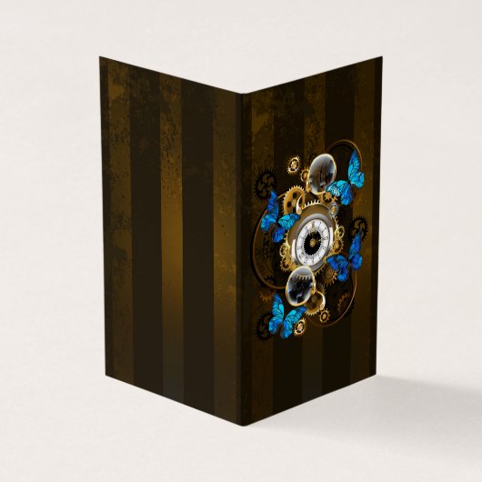 Steampunk Gears en Blue Butterflies Visitekaartjes (Buitenkant)