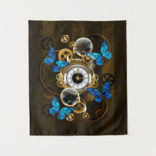 Steampunk Gears en Blue Butterflies Wandkleed