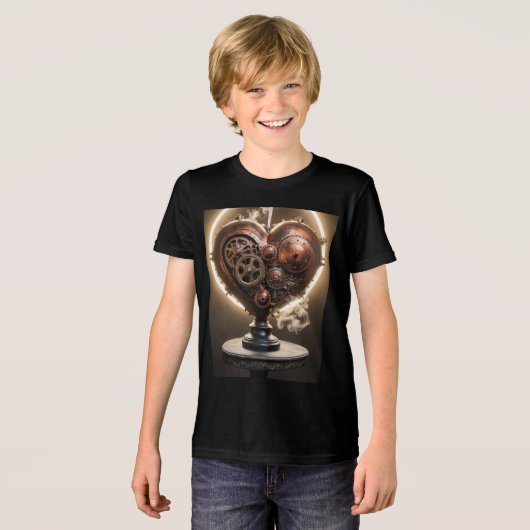 Steampunk Gears Heart Tri-Blend Shirt (Voorkant volledig)