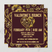 Steampunk Gears Heart Valentijnsdag Kaart (Voorkant / Achterkant)