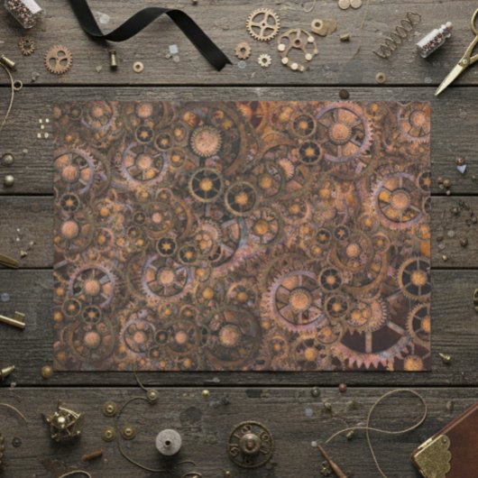 Steampunk Gears Industrial Vintage Rusted Tissuepapier