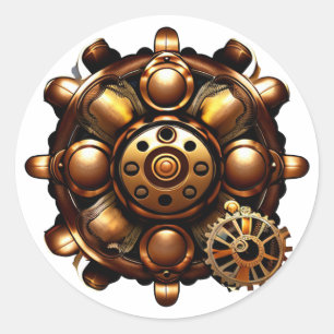 Steampunk Gears Koper en Goud Metaal Ronde Sticker