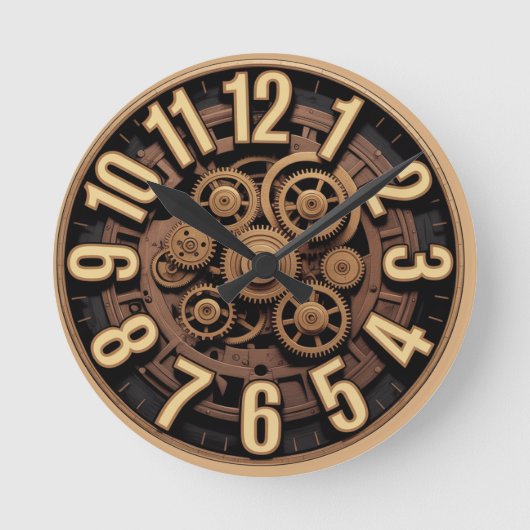 Steampunk Gears  look Ronde Klok (Voorkant)