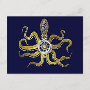 Steampunk Gears Octopus Kraken Briefkaart