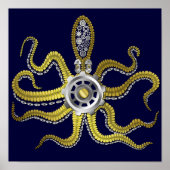 Steampunk Gears Octopus Kraken Poster (Voorkant)