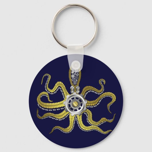 Steampunk Gears Octopus Kraken Sleutelhanger (Voorkant)