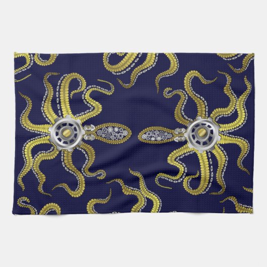 Steampunk Gears Octopus Kraken Theedoek (Horizontaal)