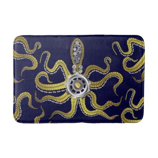 Steampunk Gears Octopus Metal Kraken Badmat (Voorkant)