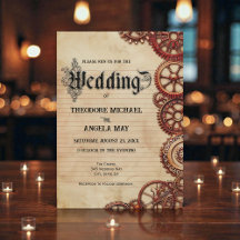 Steampunk Gears Personalized Wedding Invitation
