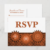 Steampunk Gears RSVP Carte Postale Orange (Devant / Derrière)