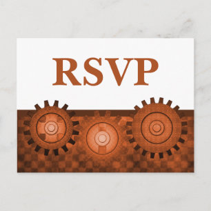 Steampunk Gears RSVP Carte Postale Orange