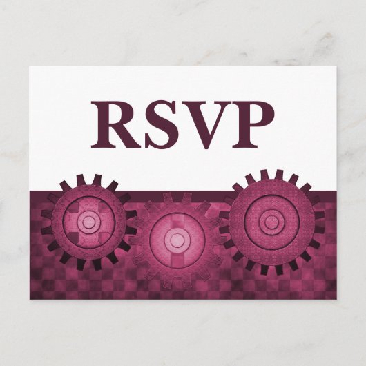 Steampunk Gears RSVP Carte Postale Rose (Devant)