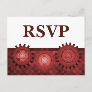 Steampunk Gears RSVP Carte postale, Rouge