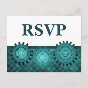 Steampunk Gears RSVP Carte postale Turquoise