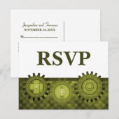Steampunk Gears RSVP Carte Postale, Vert (Devant / Derrière)