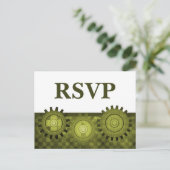 Steampunk Gears RSVP Carte Postale, Vert (Debout devant)
