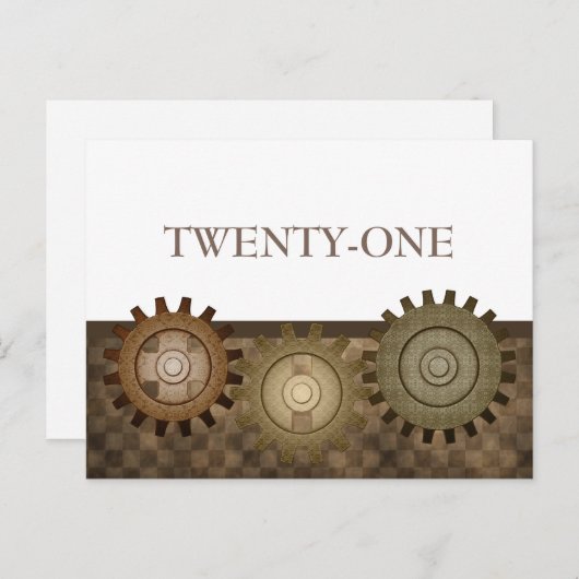 Steampunk Gears Table Briefkaart, bruin Briefkaart (Voorkant / Achterkant)