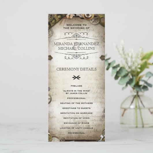 Steampunk Gears Trouwprogramma's Gepersonaliseerd Programma (Staand voorkant)