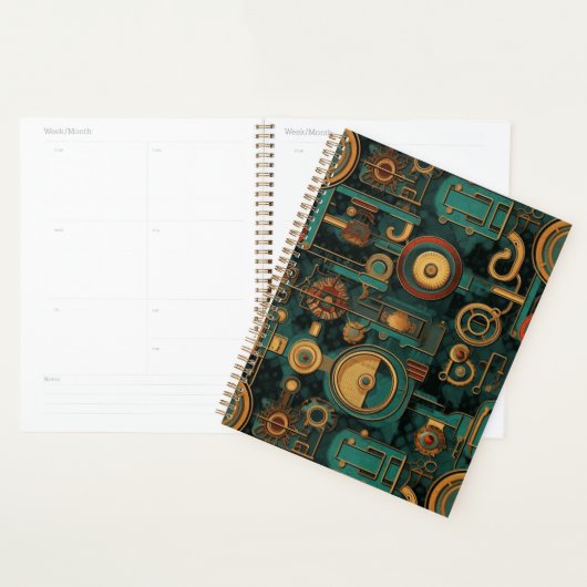 Steampunk Gears Turquoise Red Gold (Devant avec enveloppe)