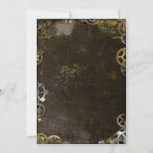 Steampunk Gears Victoriaans Save the Date (Achterkant)