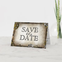 Steampunk Gears Victoriaans Save the Date Kaart