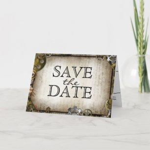 Steampunk Gears Victoriaans Save the Date Kaart