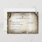 Steampunk Gears Victorian Wedding Réponse RSVP (Devant)