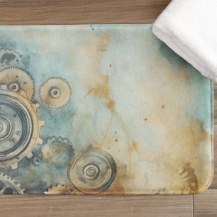 Steampunk Gears Waterverf - Klokwerk Badmat