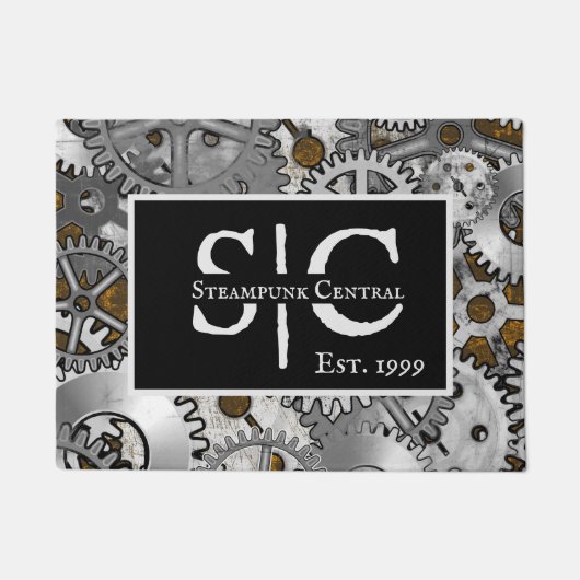 Steampunk Gearwork Silver Grunge Brown Burnout Deurmat (Voorkant)